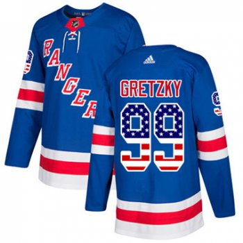 Adidas Detroit Rangers #99 Wayne Gretzky Royal Blue Home Authentic USA Flag Stitched Youth NHL Jersey