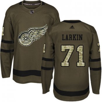 Adidas Detroit Red Wings #71 Dylan Larkin Green Salute to Service Stitched Youth NHL Jersey