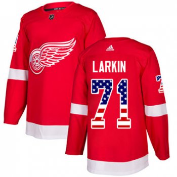 Adidas Detroit Red Wings #71 Dylan Larkin Red Home Authentic USA Flag Stitched Youth NHL Jersey