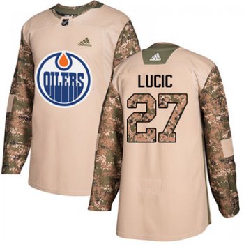 Adidas Edmonton Oilers #27 Milan Lucic Camo Authentic 2017 Veterans Day Stitched Youth NHL Jersey