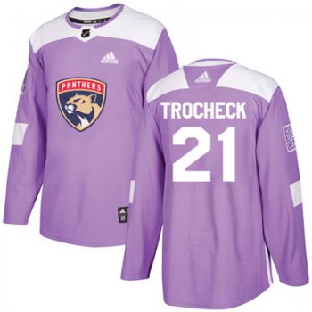 Adidas Florida Panthers #21 Vincent Trocheck Purple Authentic Fights Cancer Stitched Youth NHL Jersey