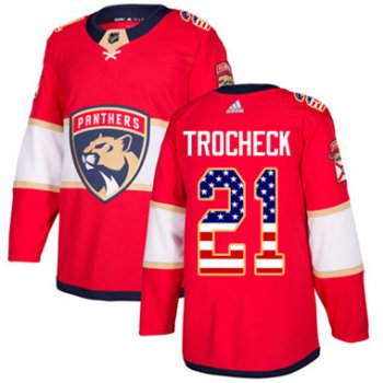 Adidas Florida Panthers #21 Vincent Trocheck Red Home Authentic USA Flag Stitched Youth NHL Jersey