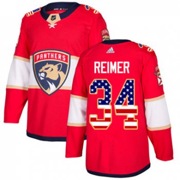 Adidas Florida Panthers #34 James Reimer Red Home Authentic USA Flag Stitched Youth NHL Jersey