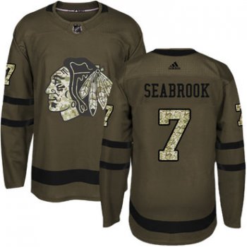 Adidas Blackhawks #7 Brent Seabrook Green Salute to Service Stitched Youth NHL Jersey