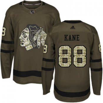 Adidas Blackhawks #88 Patrick Kane Green Salute to Service Stitched Youth NHL Jersey