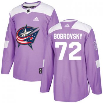 Adidas Blue Jackets #72 Sergei Bobrovsky Purple Authentic Fights Cancer Stitched Youth NHL Jersey