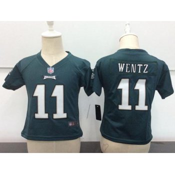 Toddler Philadelphia Eagles #11 Carson Wentz Green Team Color Stitched NFL Nike Game Jersey