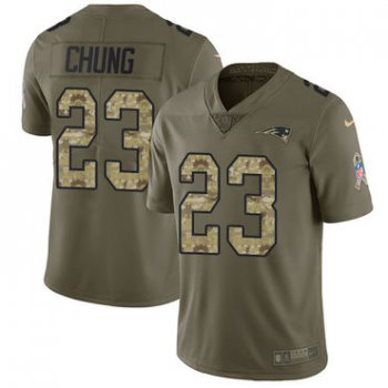 Youth Nike New England Patriots #23 Patrick Chung Olive Camo Stitched NFL Limited 2017 Salute to Service Jersey