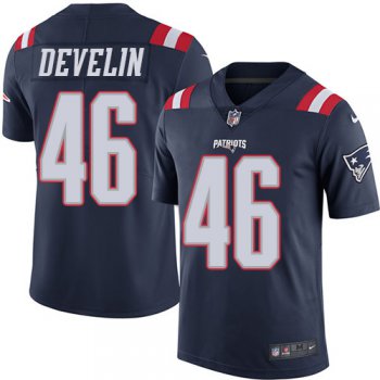Youth Nike New England Patriots #46 James Develin Navy Blue Stitched NFL Limited Rush Jersey