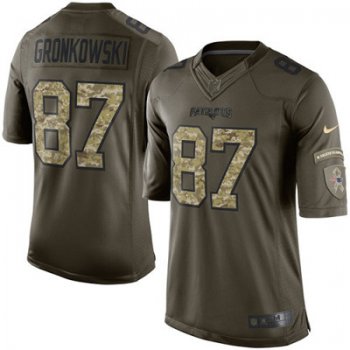 Youth Nike New England Patriots #87 Rob Gronkowski Green Stitched NFL Limited 2015 Salute to Service Jersey