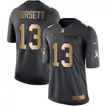 Youth Nike New England Patriots #13 Phillip Dorsett Black Stitched NFL Limited Gold Salute to Service Jersey