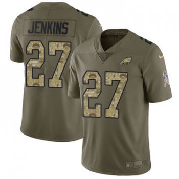 Youth Nike Philadelphia Eagles #27 Malcolm Jenkins Olive Camo Stitched NFL Limited 2017 Salute to Service Jersey