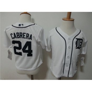 Toddler Detroit Tigers #24 Miguel Cabrera White Home MLB Majestic Baseball Jersey