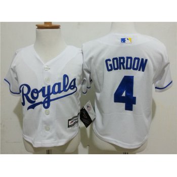 Toddler Kansas City Royals #4 Alex Gordon Home White MLB Majestic Baseball Jersey