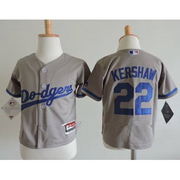 Toddler Los Angeles Dodgers #22 Clayton Kershaw Gray Road Stitched MLB Majestic Cool Base Jersey