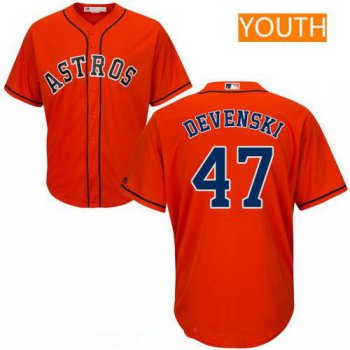Youth Houston Astros #47 Chris Devenski Orange Alternate Stitched MLB Majestic Cool Base Jersey