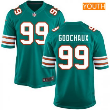 Youth 2017 NFL Draft Miami Dolphins #99 Davon Godchaux Aqua Green Alternate Stitched NFL Nike Game Jersey