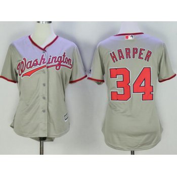 Youth Washington Nationals #34 Bryce Harper Gray Road Stitched MLB Majestic Cool Base Jersey