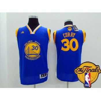 Youth Golden State Warriors #30 Stephen Curry Blue 2016 The NBA Finals Patch Jersey