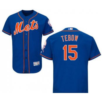 Youth New York Mets #15 Tim Tebow Blue With Orange Stitched MLB Majestic Cool Base Jersey