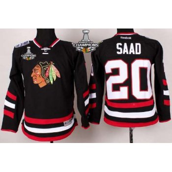 Chicago Blackhawks #20 Brandon Saad 2014 Stadium Series Black Kids Jersey W/2015 Stanley Cup Champion Patch