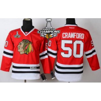 Chicago Blackhawks #50 Corey Crawford Red Kids Jersey W/2015 Stanley Cup Champion Patch