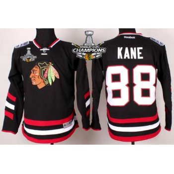 Chicago Blackhawks #88 Patrick Kane 2014 Stadium Series Black Kids Jersey W/2015 Stanley Cup Champion Patch
