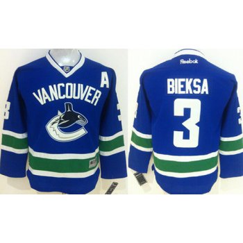 Vancouver Canucks #3 Kevin Bieksa Blue Kids Jersey