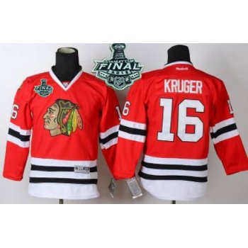 Youth Chicago Blackhawks #16 Marcus Kruger 2015 Stanley Cup Red Jersey