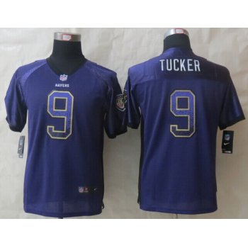Nike Baltimore Ravens #9 Justin Tucker Drift Fashion Purple Kids Jersey