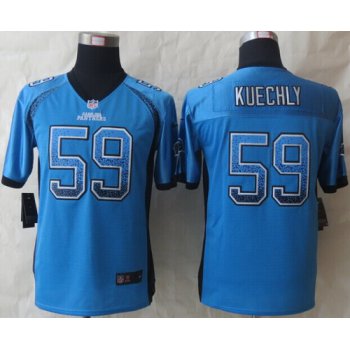 Nike Carolina Panthers #59 Luke Kuechly Drift Fashion Blue Kids Jersey
