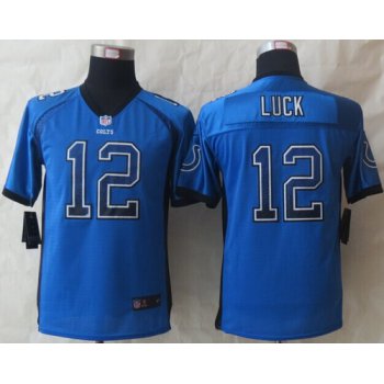 Nike Indianapolis Colts #12 Andrew Luck Drift Fashion Blue Kids Jersey