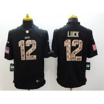 Nike Indianapolis Colts #12 Andrew Luck Salute to Service Black Limited Kids Jersey