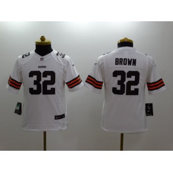 Nike Cleveland Browns #32 Jim Brown White Limited Kids Jersey