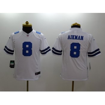 Nike Dallas Cowboys #8 Troy Aikman White Limited Kids Jersey