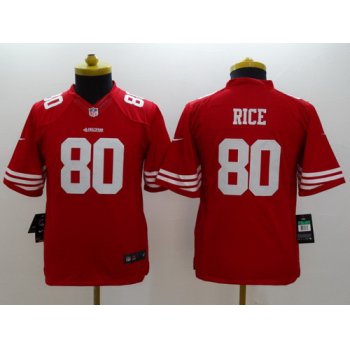 Nike San Francisco 49ers #80 Jerry Rice Red Limited Kids Jersey