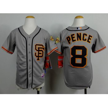 San Francisco Giants #8 Hunter Pence Gray SF Kids Jersey