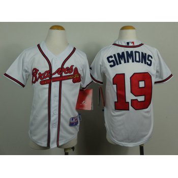 Atlanta Braves #19 Andrelton Simmons White Kids Jersey