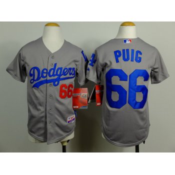 Los Angeles Dodgers #66 Yasiel Puig 2014 Gray Kids Jersey