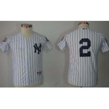 New York Yankees #2 Derek Jeter White Kids Jersey