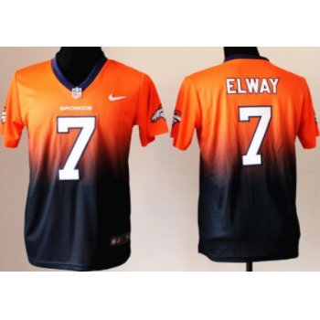 Nike Denver Broncos #7 John Elway Orange/Blue Fadeaway Kids Jersey