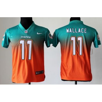 Nike Miami Dolphins #11 Mike Wallace Green/Orange Fadeaway Kids Jersey