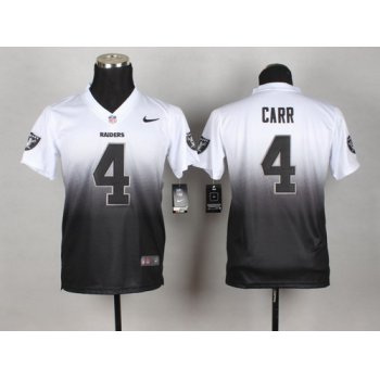 Nike Oakland Raiders #4 Derek Carr White/Black Fadeaway Kids Jersey