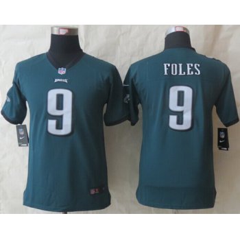 Nike Philadelphia Eagles #9 Nick Foles Dark Green Limited Kids Jersey