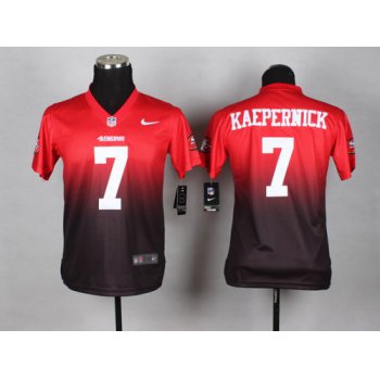 Nike San Francisco 49ers #7 Colin Kaepernick Red/Black Fadeaway Kids Jersey