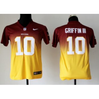 Nike Washington Redskins #10 Robert Griffin III Red/Gold Fadeaway Kids Jersey