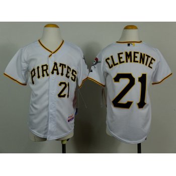 Pittsburgh Pirates #21 Roberto Clemente White Kids Jersey