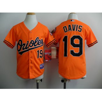 Baltimore Orioles #19 Chris Davis Orange Kids Jersey