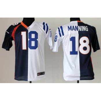 Nike Denver Broncos&Indianapolis Colts #18 Peyton Manning Blue/White Two Tone Kids Jersey