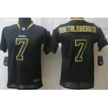 Nike Pittsburgh Steelers #7 Ben Roethlisberger Lights Out Black Kids Jersey